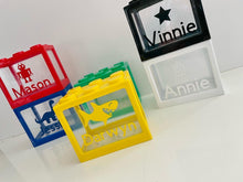 Load image into Gallery viewer, Neon Orange Lego Style Money Box - Personalised