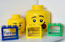 Load image into Gallery viewer, Neon Orange Lego Style Money Box - Personalised