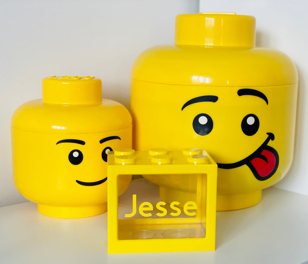 Yellow Lego Style Money Box - Personalised