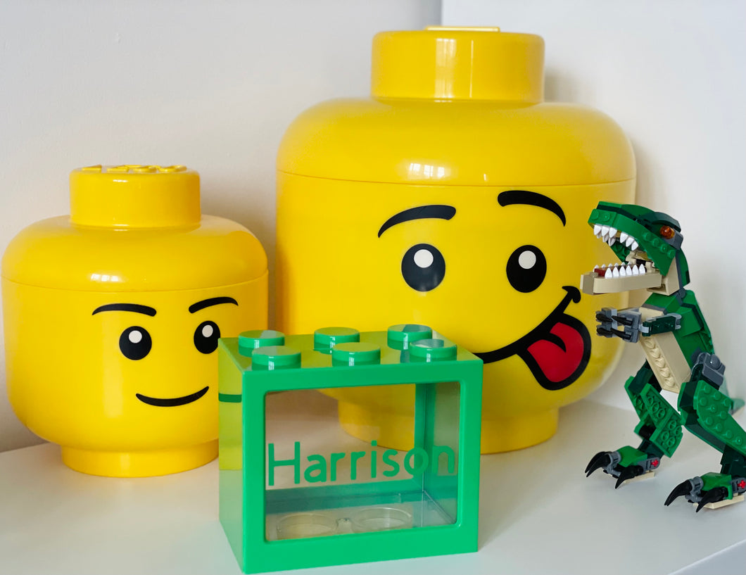 Green Lego Style Money Box - Personalised