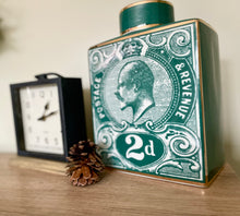 Load image into Gallery viewer, Vintage Style Postage Stamp Jar - Large - Teal
