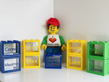 Load image into Gallery viewer, Neon Orange Lego Style Money Box - Personalised

