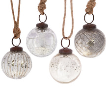 Load image into Gallery viewer, Silver Crackle Glass Baubles - Set of 4
